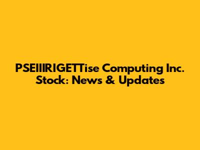 PSEIIIRIGETTise Computing Inc. Stock: News & Updates