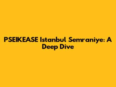 PSEIKEASE Istanbul Semraniye: A Deep Dive