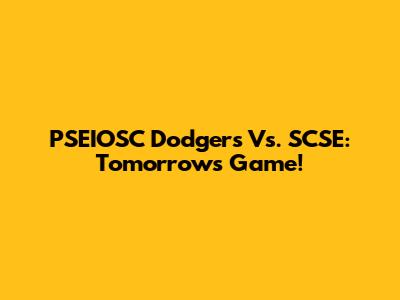 PSEIOSC Dodgers Vs. SCSE: Tomorrow's Game!
