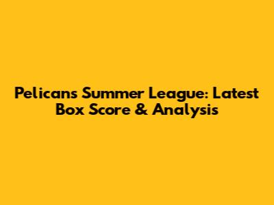 Pelicans Summer League: Latest Box Score & Analysis