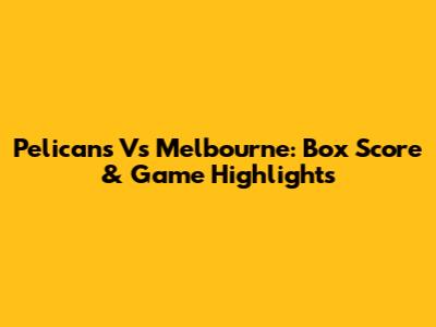 Pelicans Vs Melbourne: Box Score & Game Highlights