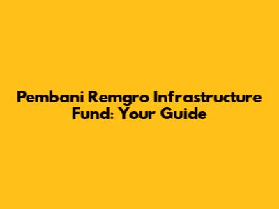 Pembani Remgro Infrastructure Fund: Your Guide