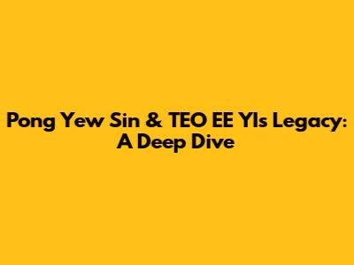 Pong Yew Sin & TEO EE YI's Legacy: A Deep Dive
