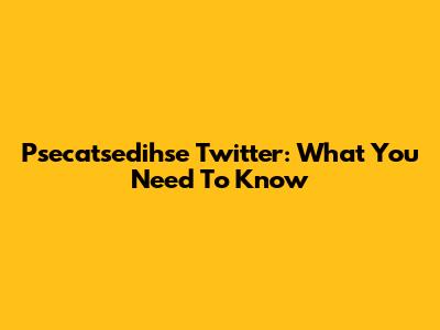 Psecatsedihse Twitter: What You Need To Know