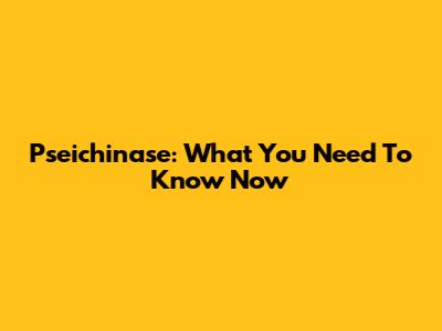Pseichinase: What You Need To Know Now