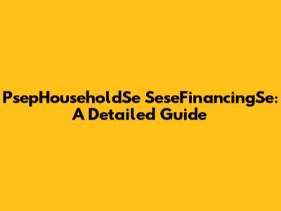 PsepHouseholdSe SeseFinancingSe: A Detailed Guide
