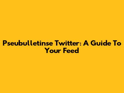 Pseubulletinse Twitter: A Guide To Your Feed