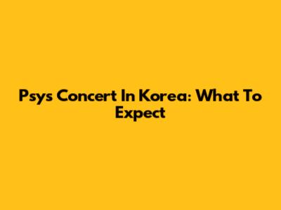 Psy's Concert In Korea: What To Expect