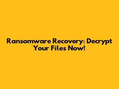 Ransomware Recovery: Decrypt Your Files Now!