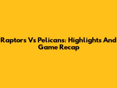 Raptors Vs Pelicans: Highlights And Game Recap