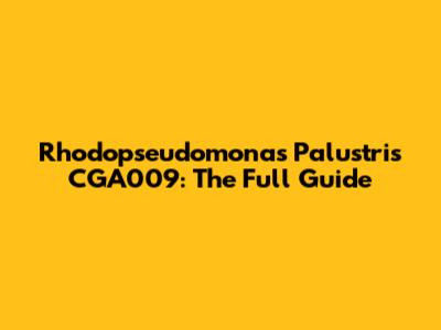 Rhodopseudomonas Palustris CGA009: The Full Guide