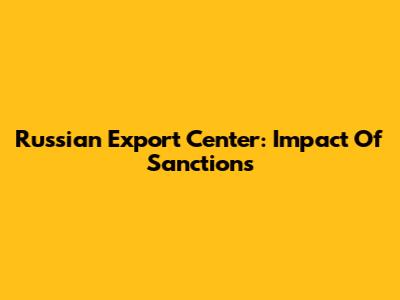 Russian Export Center: Impact Of Sanctions