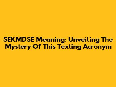 SEKMDSE Meaning: Unveiling The Mystery Of This Texting Acronym