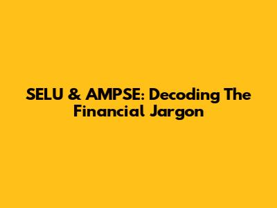 SELU & AMPSE: Decoding The Financial Jargon