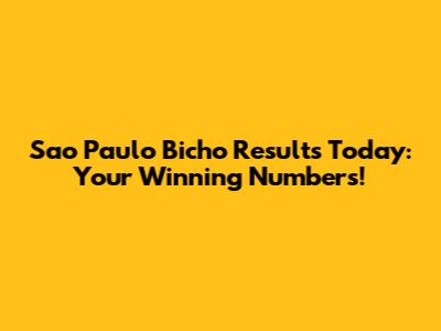 Sao Paulo Bicho Results Today: Your Winning Numbers!