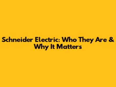 Schneider Electric: Who They Are & Why It Matters