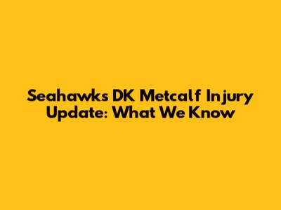 Seahawks DK Metcalf Injury Update: What We Know