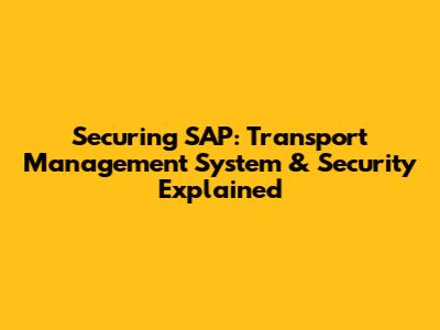 Securing SAP: Transport Management System & Security Explained