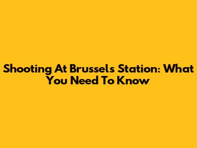 Shooting At Brussels Station: What You Need To Know