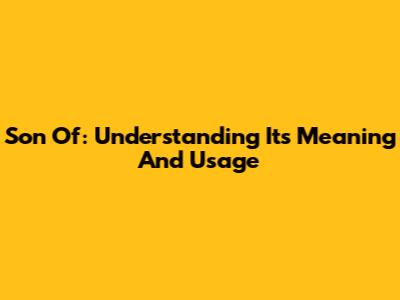 Son Of: Understanding Its Meaning And Usage