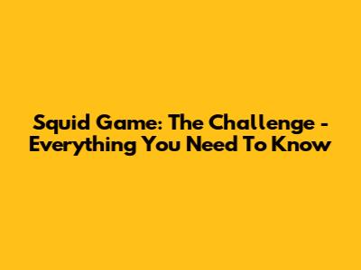 Squid Game: The Challenge - Everything You Need To Know
