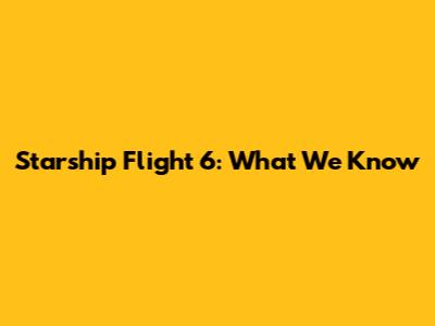 Starship Flight 6: What We Know