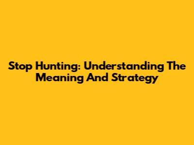 Stop Hunting: Understanding The Meaning And Strategy