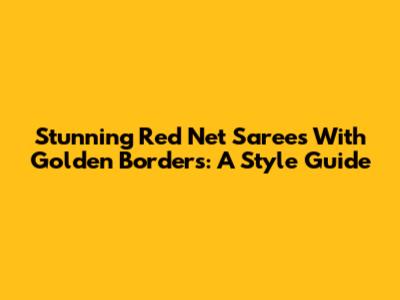 Stunning Red Net Sarees With Golden Borders: A Style Guide