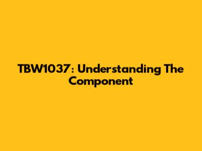 TBW1037: Understanding The Component