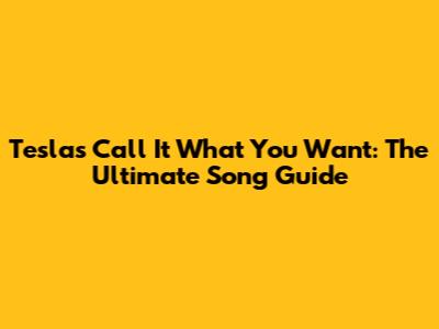 Tesla's "Call It What You Want": The Ultimate Song Guide