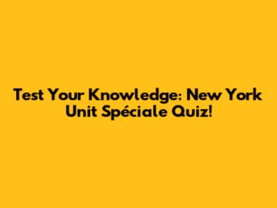 Test Your Knowledge: New York Unit Spéciale Quiz!