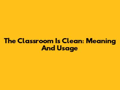 The Classroom Is Clean: Meaning And Usage