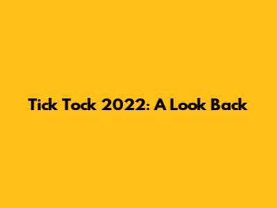 Tick Tock 2022: A Look Back