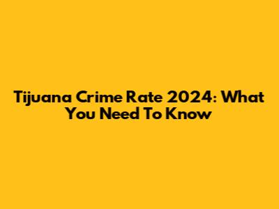 Tijuana Crime Rate 2024: What You Need To Know