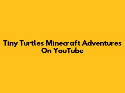 Tiny Turtle's Minecraft Adventures On YouTube