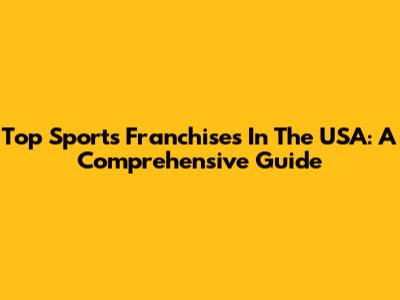 Top Sports Franchises In The USA: A Comprehensive Guide