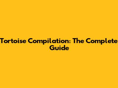 Tortoise Compilation: The Complete Guide