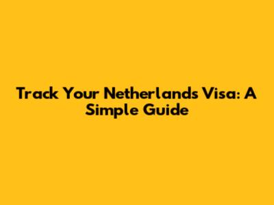Track Your Netherlands Visa: A Simple Guide