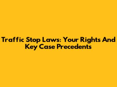 Traffic Stop Laws: Your Rights And Key Case Precedents