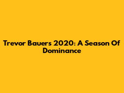 Trevor Bauer's 2020: A Season Of Dominance