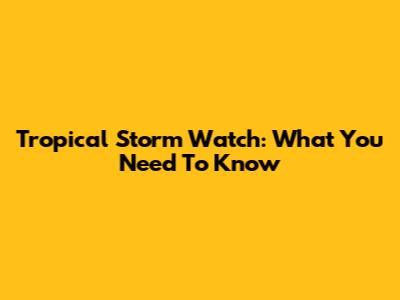 Tropical Storm Watch: What You Need To Know