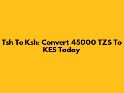 Tsh To Ksh: Convert 45000 TZS To KES Today
