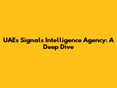 UAE's Signals Intelligence Agency: A Deep Dive