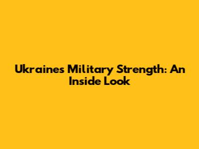 Ukraine's Military Strength: An Inside Look