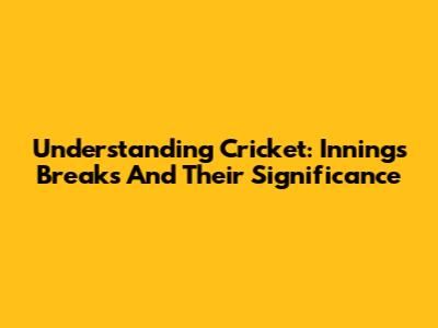 Understanding Cricket: Innings Breaks And Their Significance