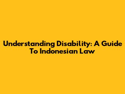 Understanding Disability: A Guide To Indonesian Law