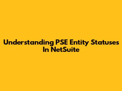 Understanding PSE Entity Statuses In NetSuite