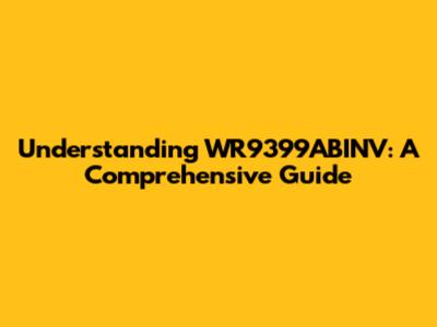 Understanding WR9399ABINV: A Comprehensive Guide