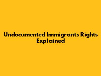 Undocumented Immigrants' Rights Explained