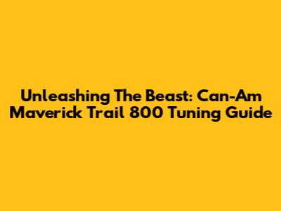 Unleashing The Beast: Can-Am Maverick Trail 800 Tuning Guide